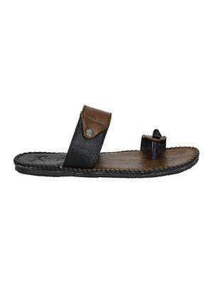 brown leatherette slip on slipper - 14772892 - Standard Image - 2