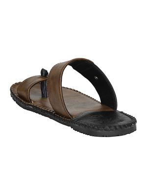 brown leatherette slip on slipper - 14772892 - Standard Image - 3