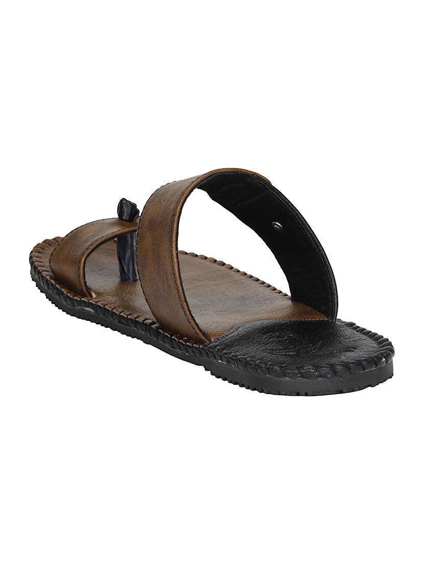 brown leatherette slip on slipper - 14772892 - Zoom Image - 3