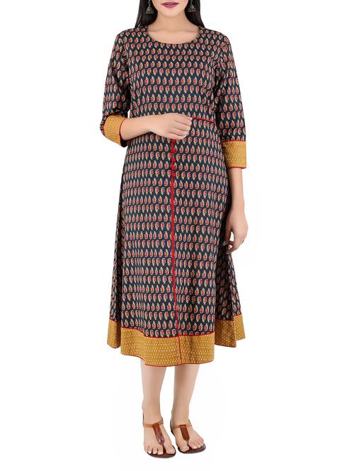 a-line piping kurta - 14774634 - Standard Image - 1