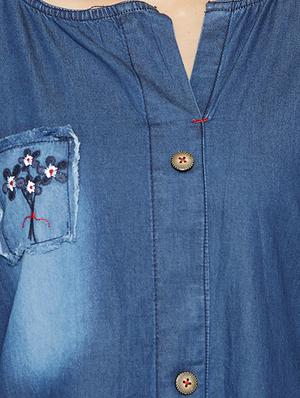 blue denim straight kurta - 14774893 - Standard Image - 4