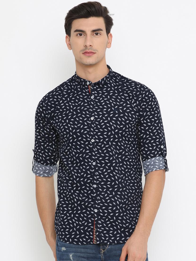 navy blue cotton casual shirt - 14775257 - Zoom Image - 1