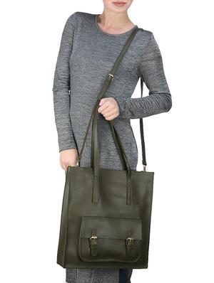 green leatherette regular handbag - 14777045 - Standard Image - 5