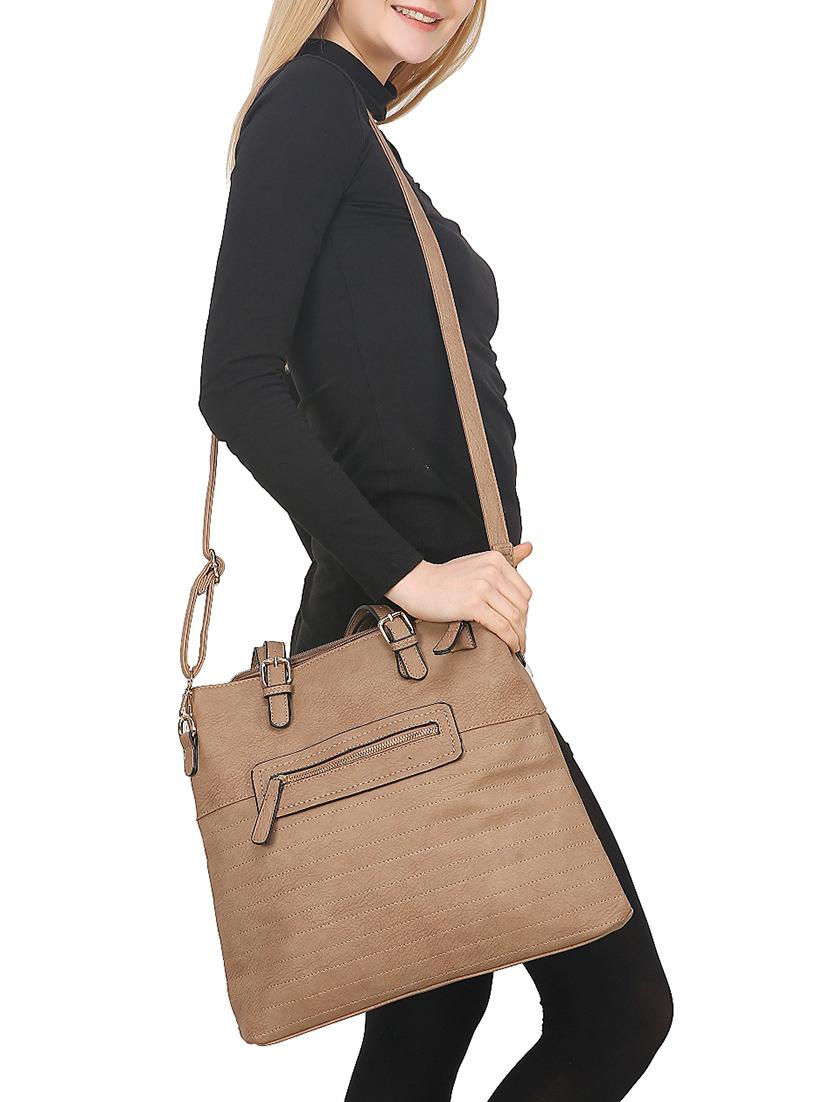 beige leatherette regular handbag - 14777147 - Zoom Image - 5