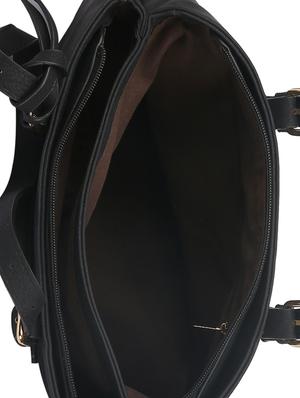 black leatherette regular handbag - 14777149 - Standard Image - 3