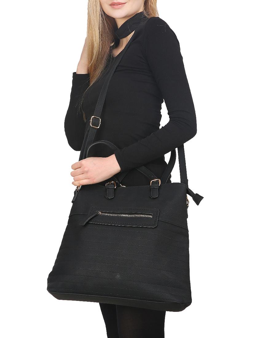 black leatherette regular handbag - 14777149 - Zoom Image - 5