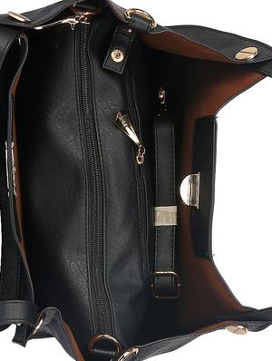 black leatherette handbag - 14777153 - Standard Image - 3