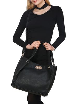 black leatherette handbag - 14777153 - Standard Image - 5