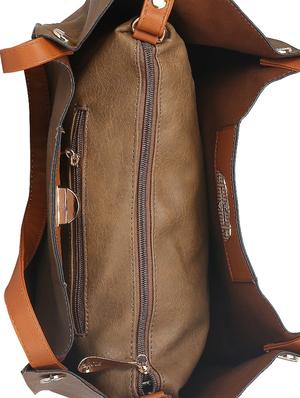 brown leatherette regular handbag - 14777155 - Standard Image - 3