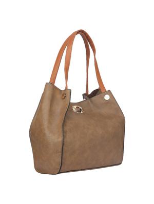 brown leatherette regular handbag - 14777155 - Standard Image - 4