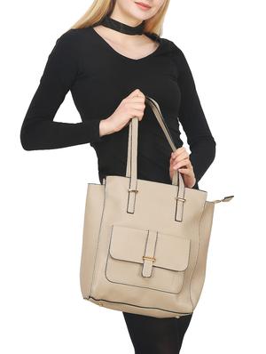 beige leatherette handbag - 14777163 - Standard Image - 5