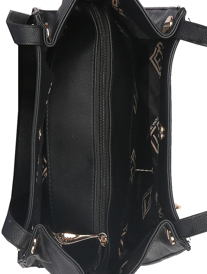 black leatherette regular handbag - 14777188 - Zoom Image - 3