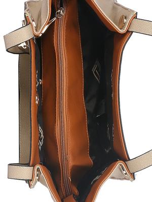 beige leatherette regular handbag - 14777190 - Standard Image - 3