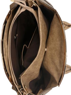 beige leatherette regular handbag - 14777220 - Standard Image - 3