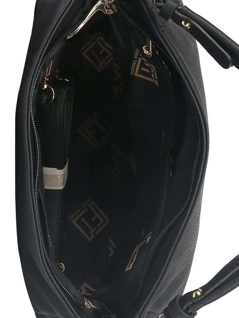black leatherette regular handbag - 14777227 - Zoom Image - 3