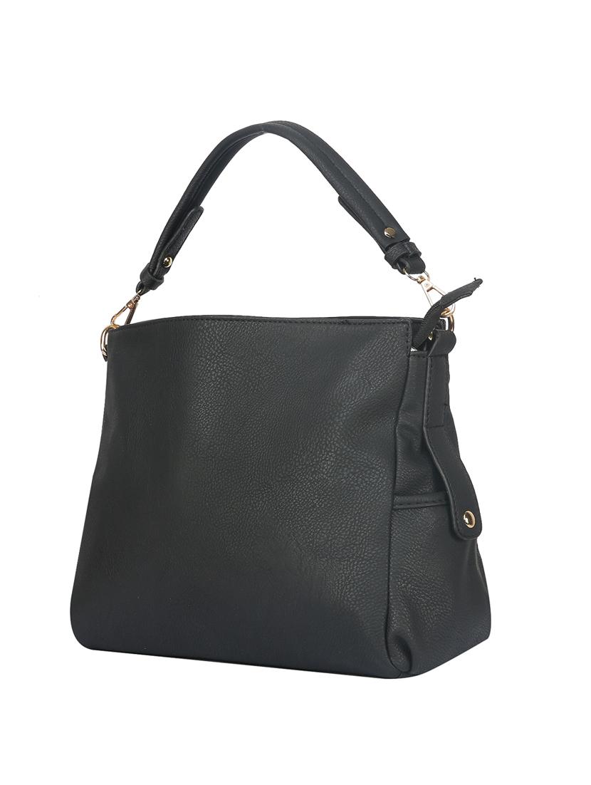 black leatherette regular handbag - 14777227 - Zoom Image - 4