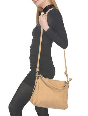 beige leatherette regular handbag - 14777229 - Standard Image - 5