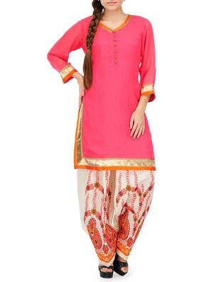 Fuchsia Designs pink georgette straight kurta - 14778769 - Standard Image - 1