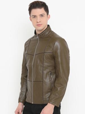 green solid biker jacket - 14780553 - Standard Image - 2