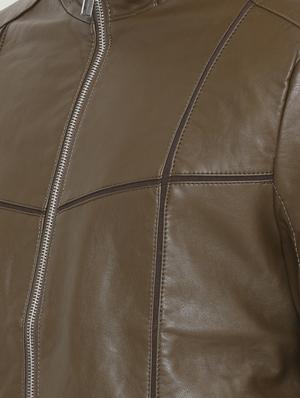 green solid biker jacket - 14780553 - Standard Image - 4