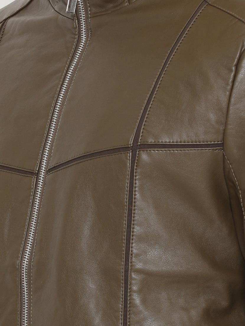 green solid biker jacket - 14780553 - Zoom Image - 4