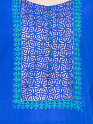 blue cotton straight kurta - 14782655 - Standard Image - 4