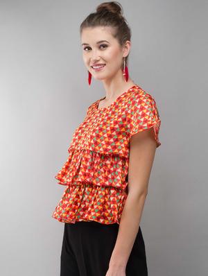geometric ruffle layered top - 14783107 - Standard Image - 2
