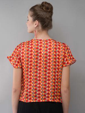 geometric ruffle layered top - 14783107 - Standard Image - 3