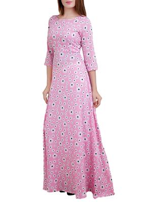 round neck floral flared maxi dress - 14783219 - Standard Image - 2