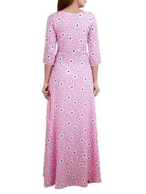 round neck floral flared maxi dress - 14783219 - Standard Image - 3
