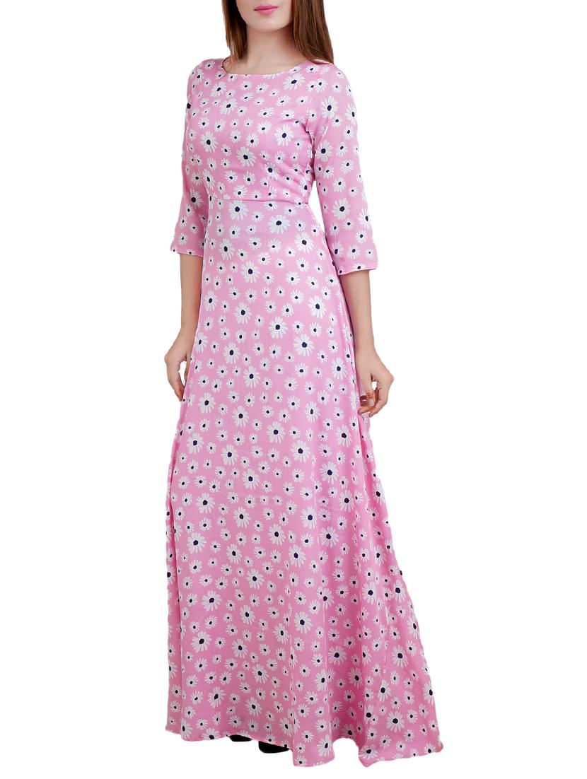round neck floral flared maxi dress - 14783219 - Zoom Image - 2
