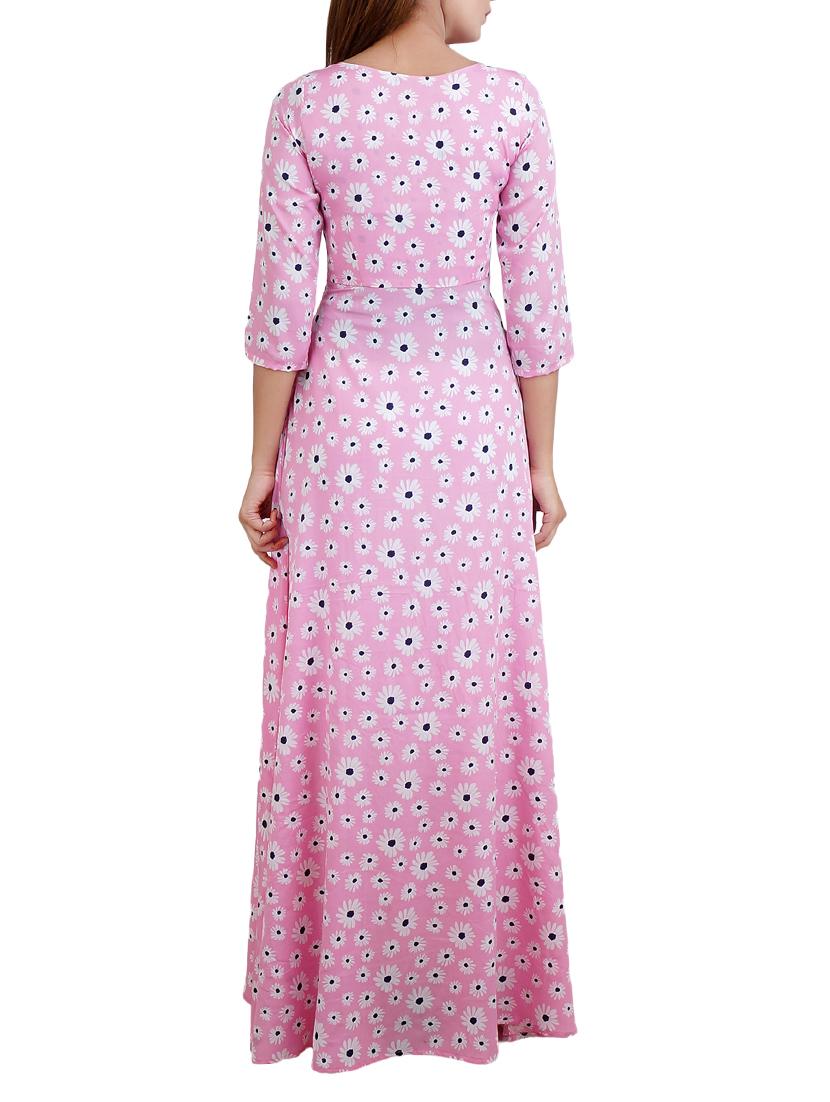 round neck floral flared maxi dress - 14783219 - Zoom Image - 3