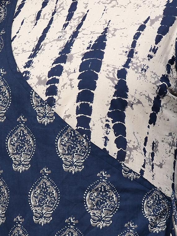 blue cotton angrakha kurta - 14783368 - Zoom Image - 4