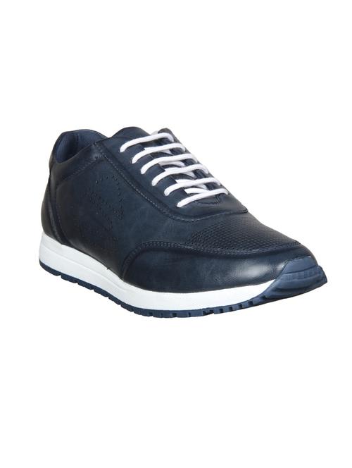 navy leather sport shoes - 14783883 - Standard Image - 1