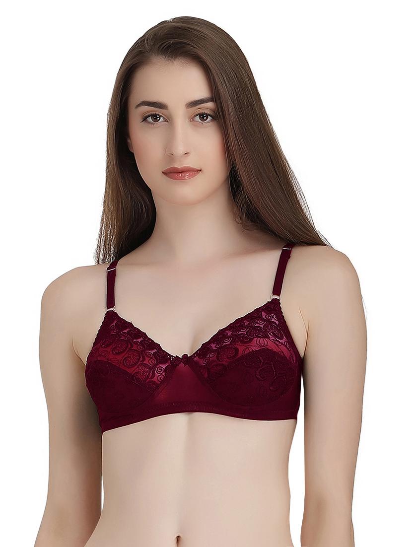 maroon poly spandex bra - 14786095 - Zoom Image - 1