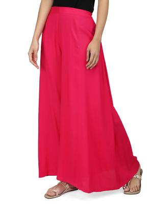 pink rayon flared palazzo - 14787394 - Standard Image - 2