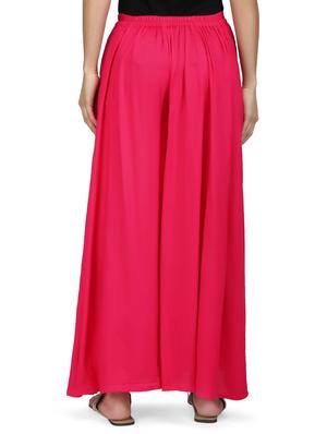 pink rayon flared palazzo - 14787394 - Standard Image - 3