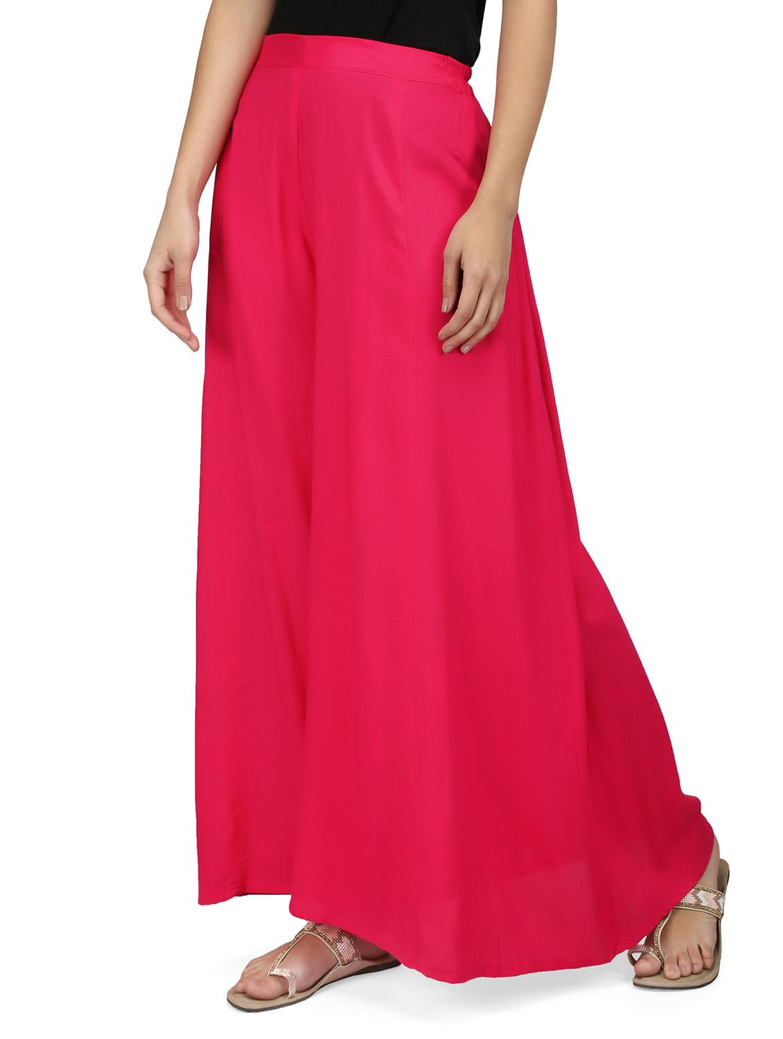 pink rayon flared palazzo - 14787394 - Zoom Image - 2