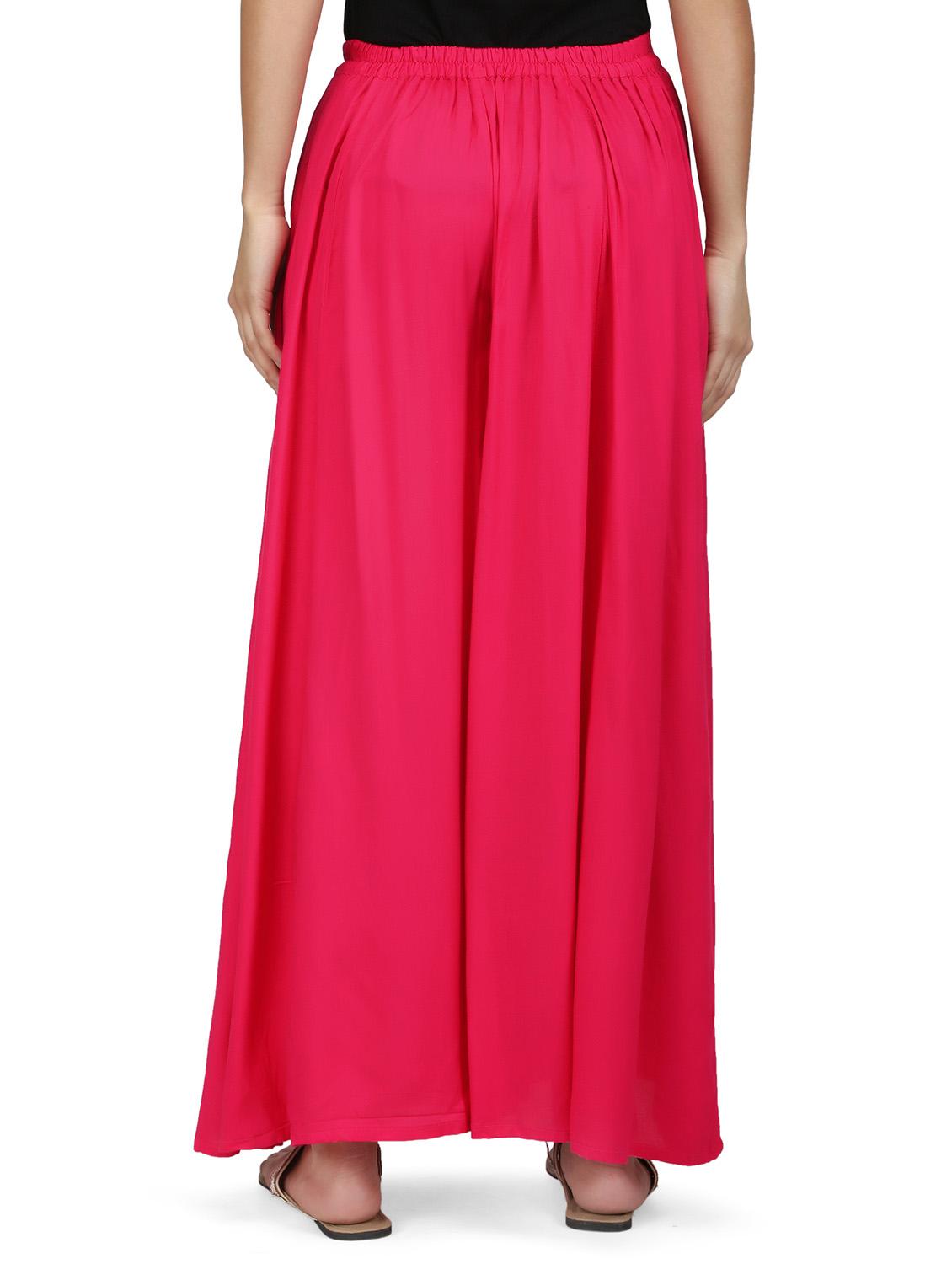 pink rayon flared palazzo - 14787394 - Zoom Image - 3