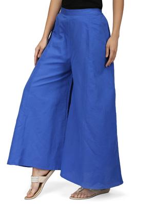 blue cotton flared palazzo - 14787395 - Standard Image - 2