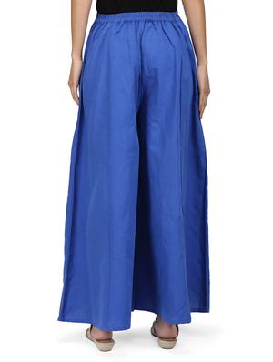 blue cotton flared palazzo - 14787395 - Standard Image - 3