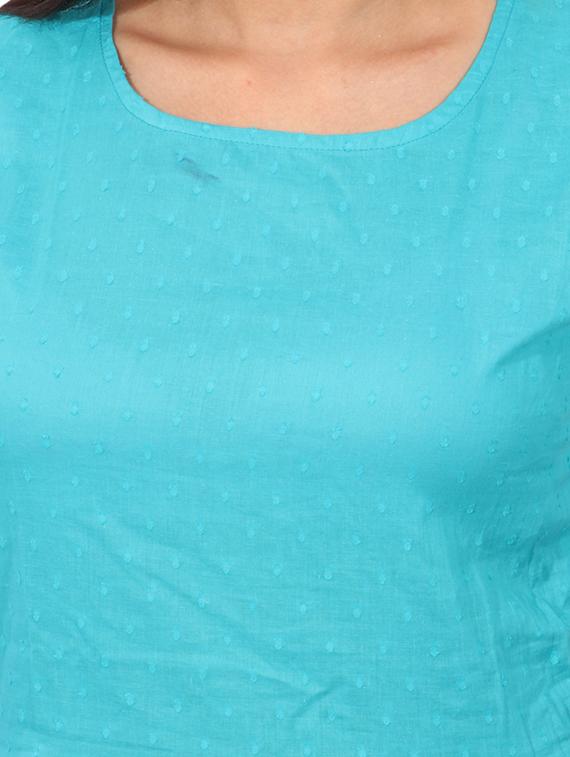 blue solid fit and flare dress - 14787644 - Zoom Image - 5