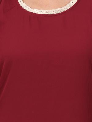maroon solid a-line dress - 14787647 - Standard Image - 5