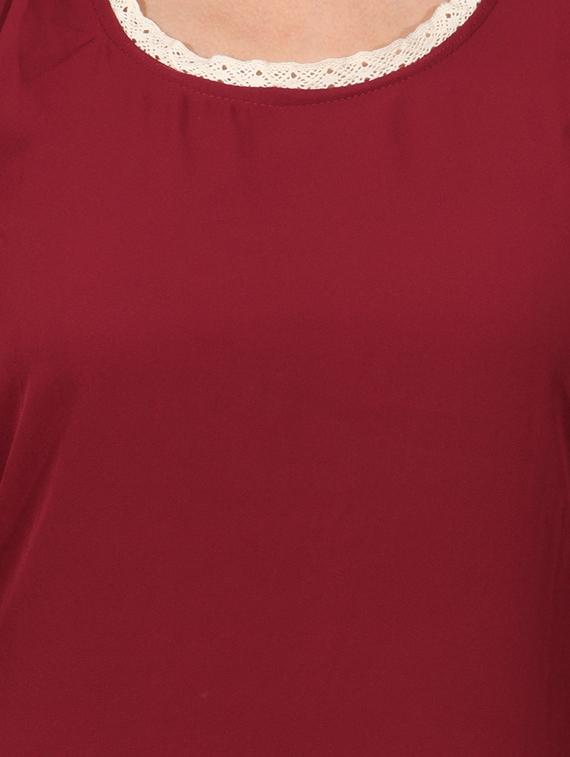maroon solid a-line dress - 14787647 - Zoom Image - 5
