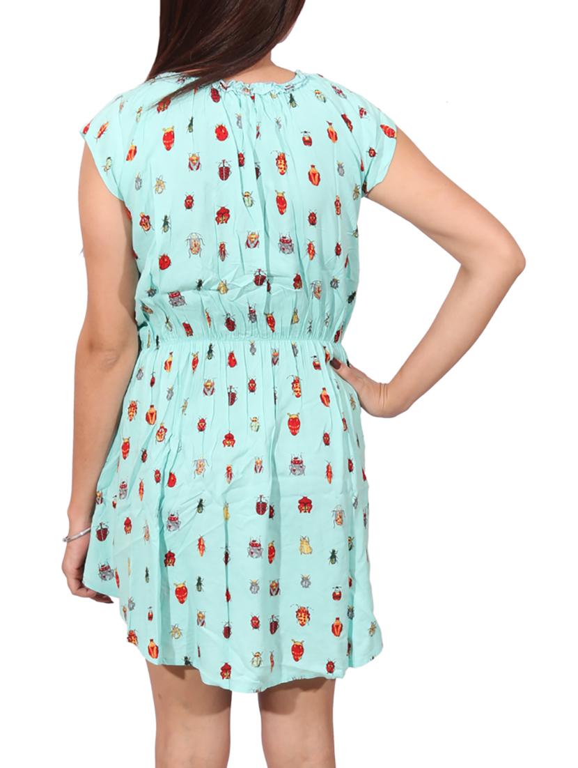 blue printed belted dress - 14787648 - Zoom Image - 4