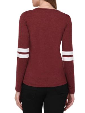 contrast elbow striped henley tee - 14789121 - Standard Image - 3