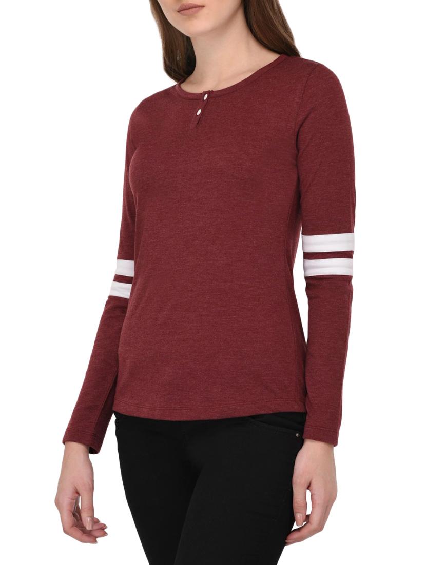 contrast elbow striped henley tee - 14789121 - Zoom Image - 2