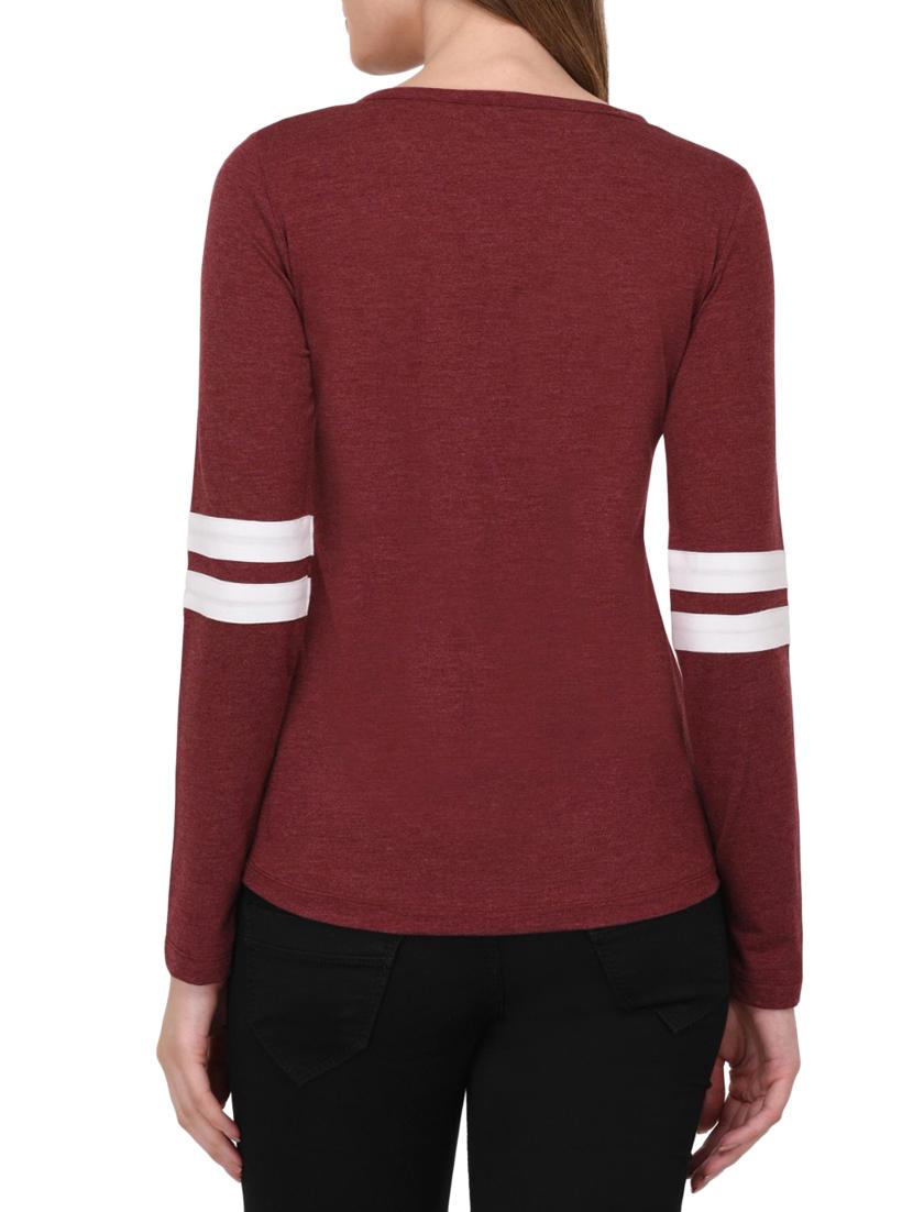contrast elbow striped henley tee - 14789121 - Zoom Image - 3