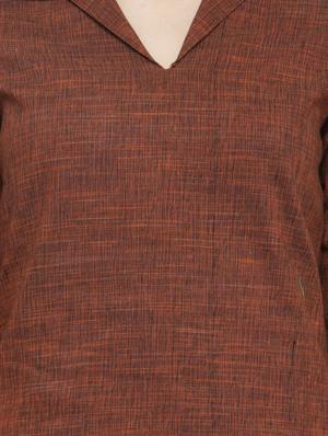 brown cotton straight kurta - 14789440 - Standard Image - 4