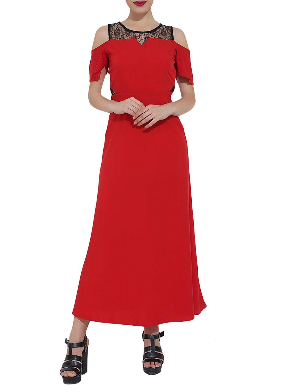 cold shoulder lace detail maxi dress - 14789977 - Zoom Image - 1